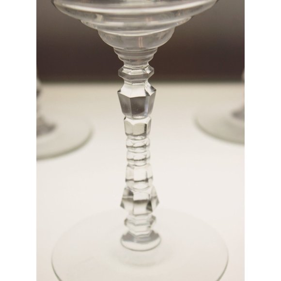 7 Rock Sharpe Halifax Tall Sherbet Champagne Glass Crystal Floral Etch Circa 40s - Picture 7 of 8